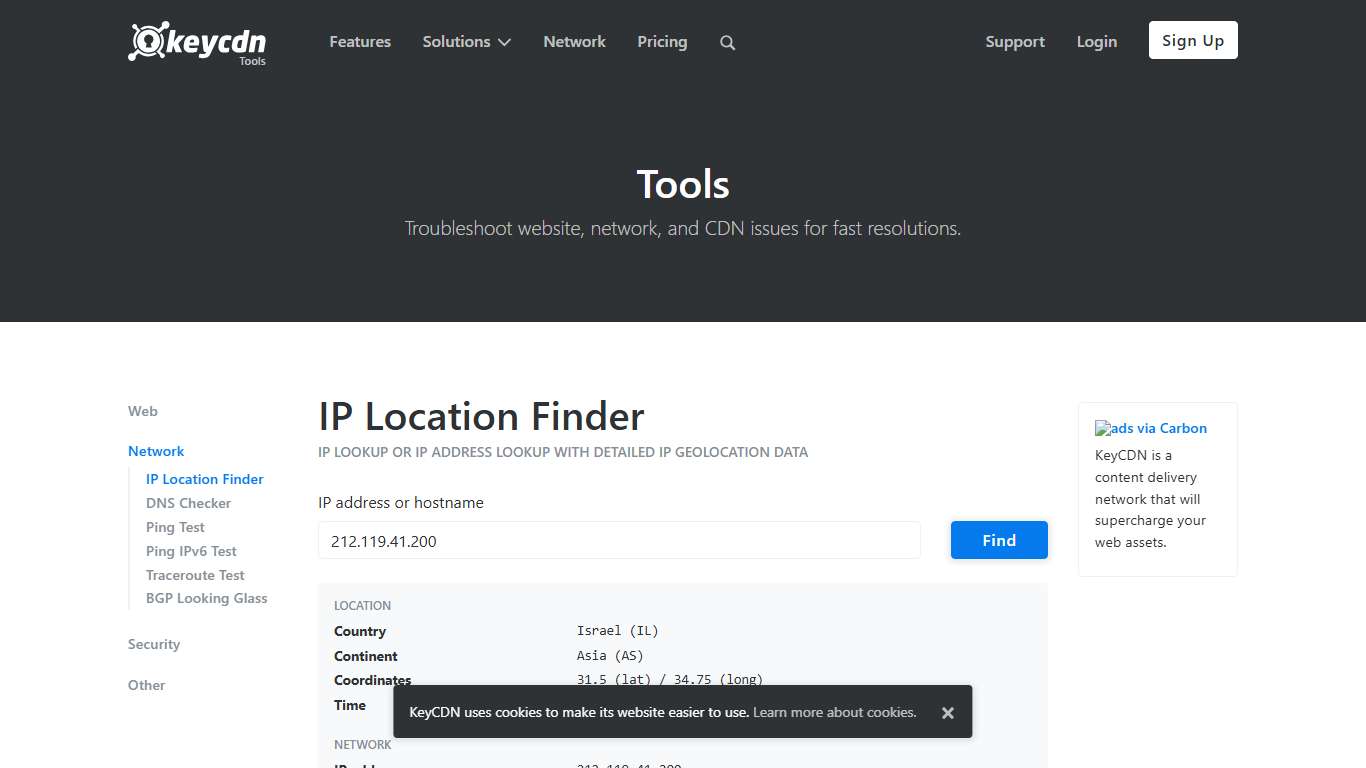 IP Location Finder - IP Lookup With Detailed Geolocation Data | KeyCDN Tools