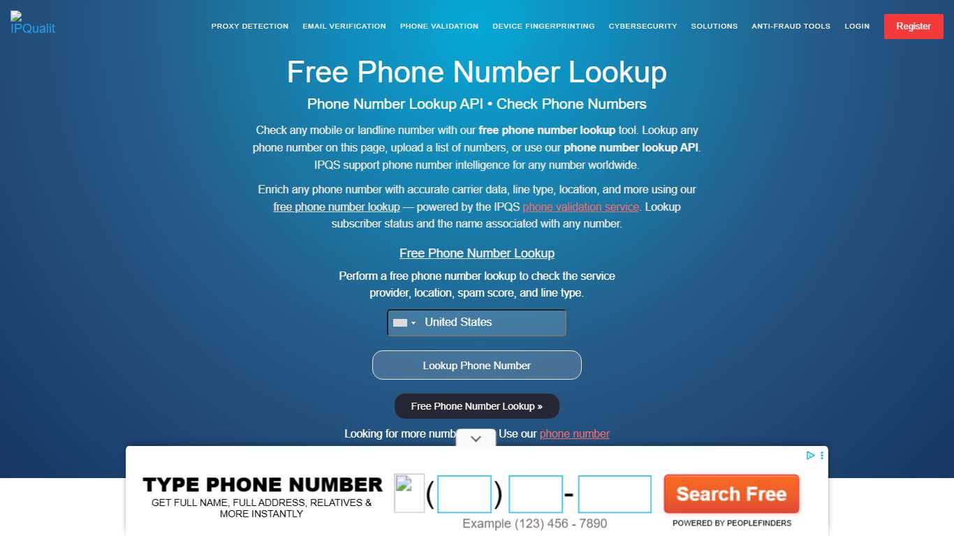 Free Phone Number Lookup Tool | Phone Number Lookup API